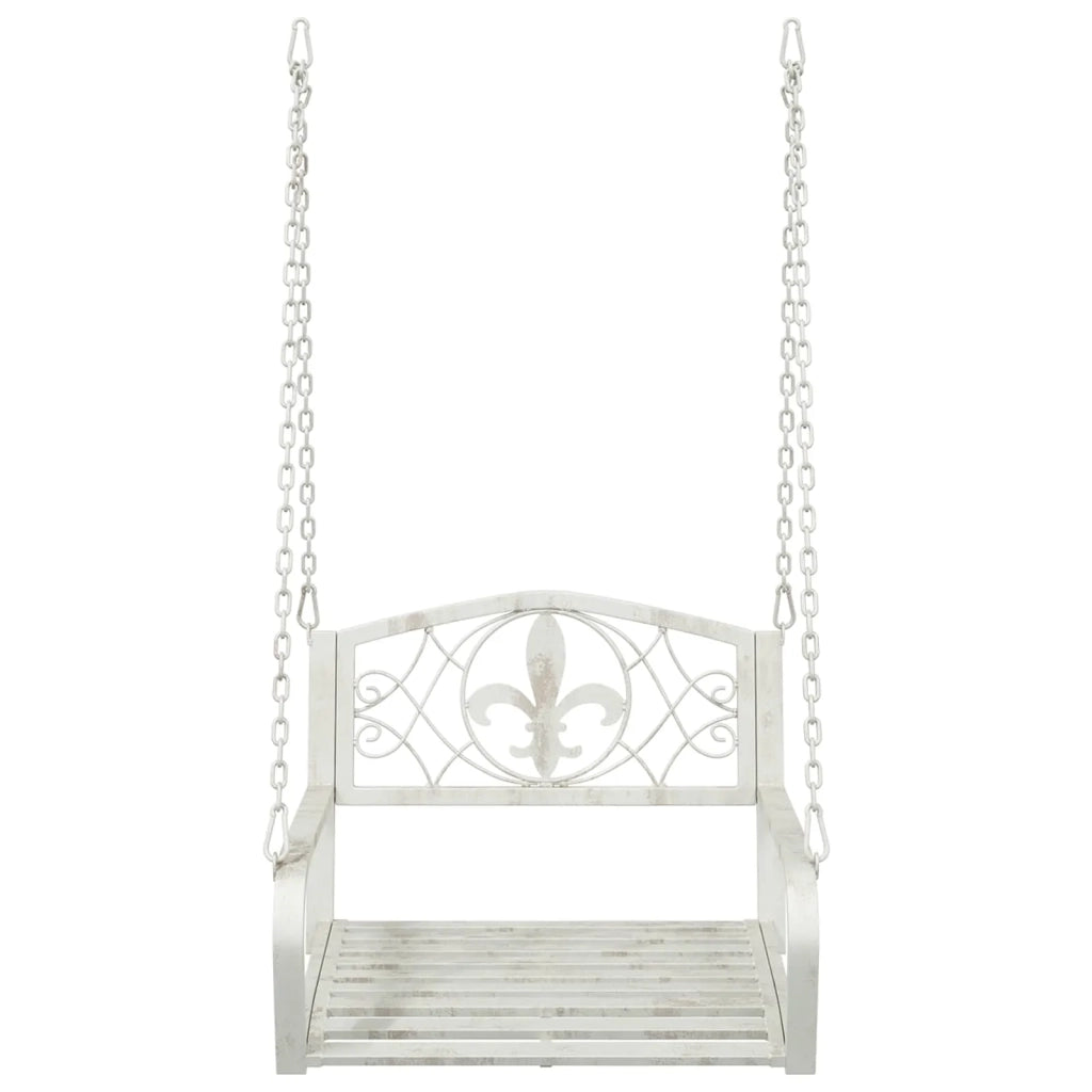 Panchina a Dondolo Acciaio 71,5 x 59 x 55 cm Bianco Antico