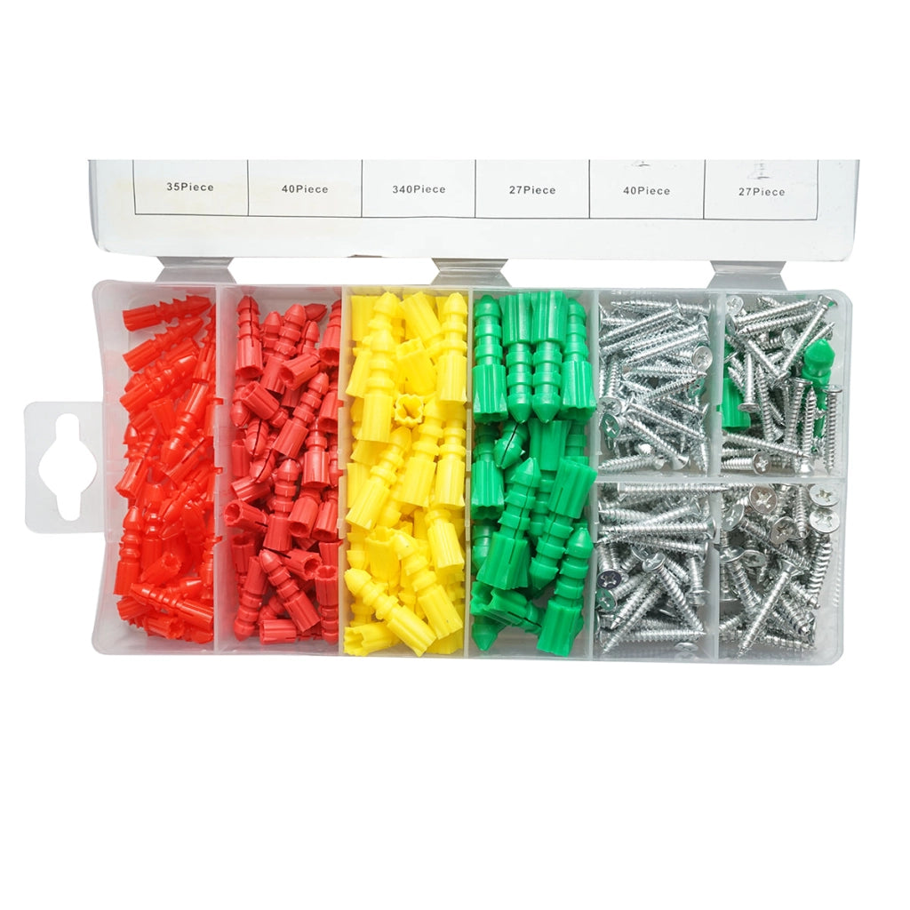 Kit di tasselli in plastica e viti autofilettanti 6-10 mm 285 pezzi