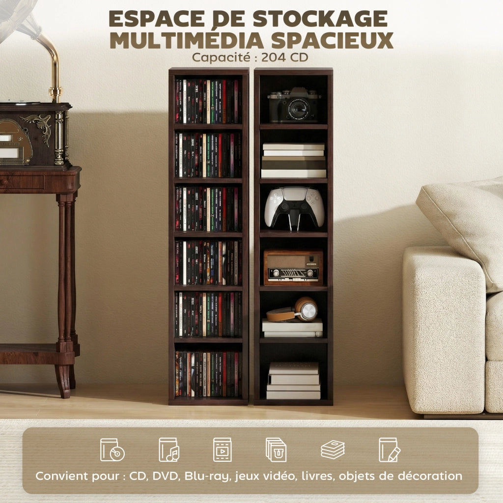 Libreria a colonne per CD e DVD ¨C zephmum ¨C marrone 21x22.5x88.5 cm