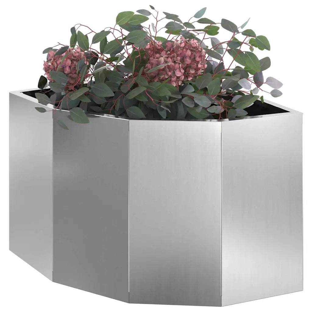 Vaso d'angolo-Fioriera-Contenitore per Piante Argento 45 x 45 x 35 cm Acciaio zincato