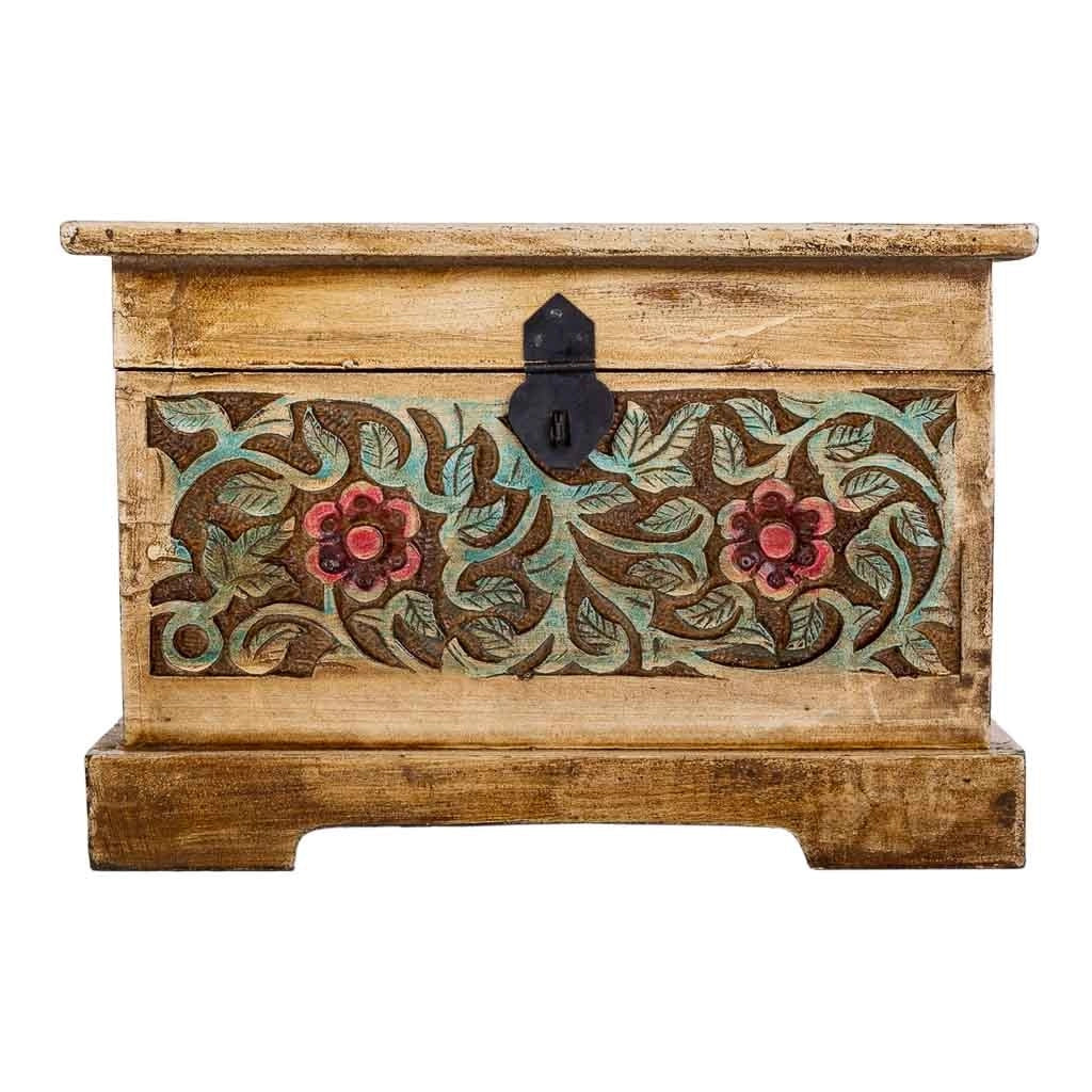 Baule in legno marrone fatto a mano 30x17x20h