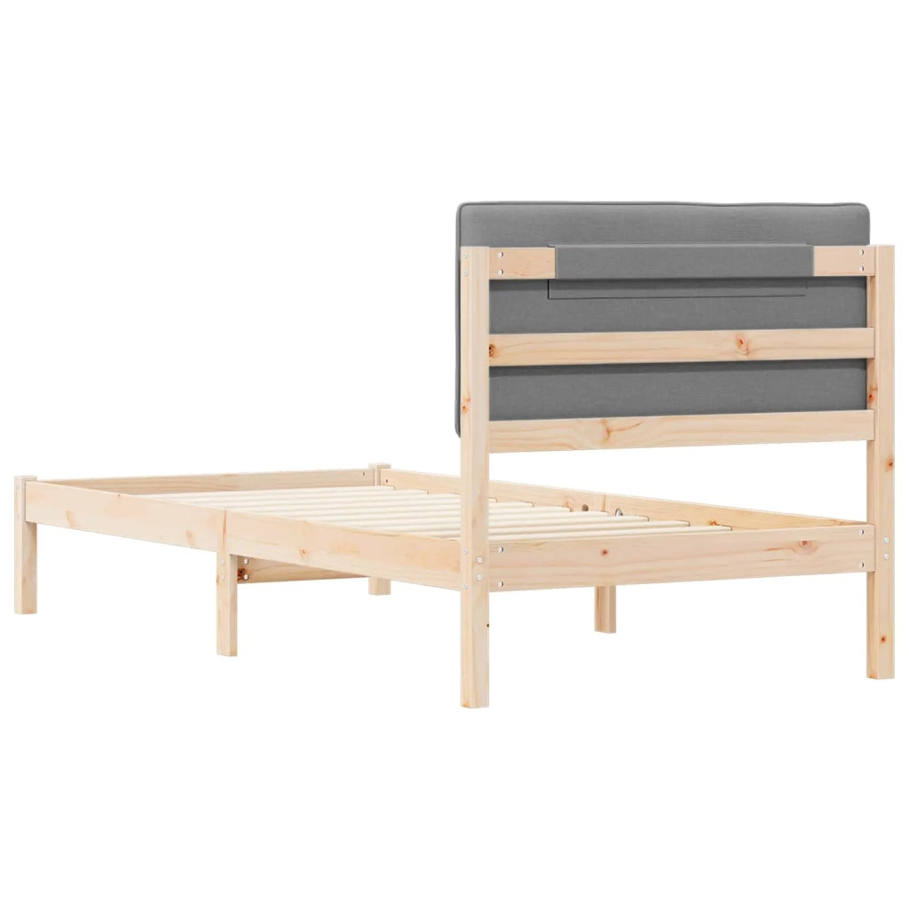 Letto con Testiera Rivestita Grigio chiaro 90 x 190 cm
