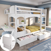 Letto a castello per bambini 90x200 cm bianco con scrivania pieghevole