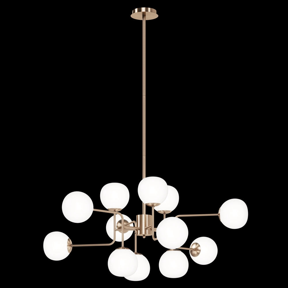 Maytoni Lampadario Sospensione Erich 12 luci E14 oro rosa metallo diffusore vetro