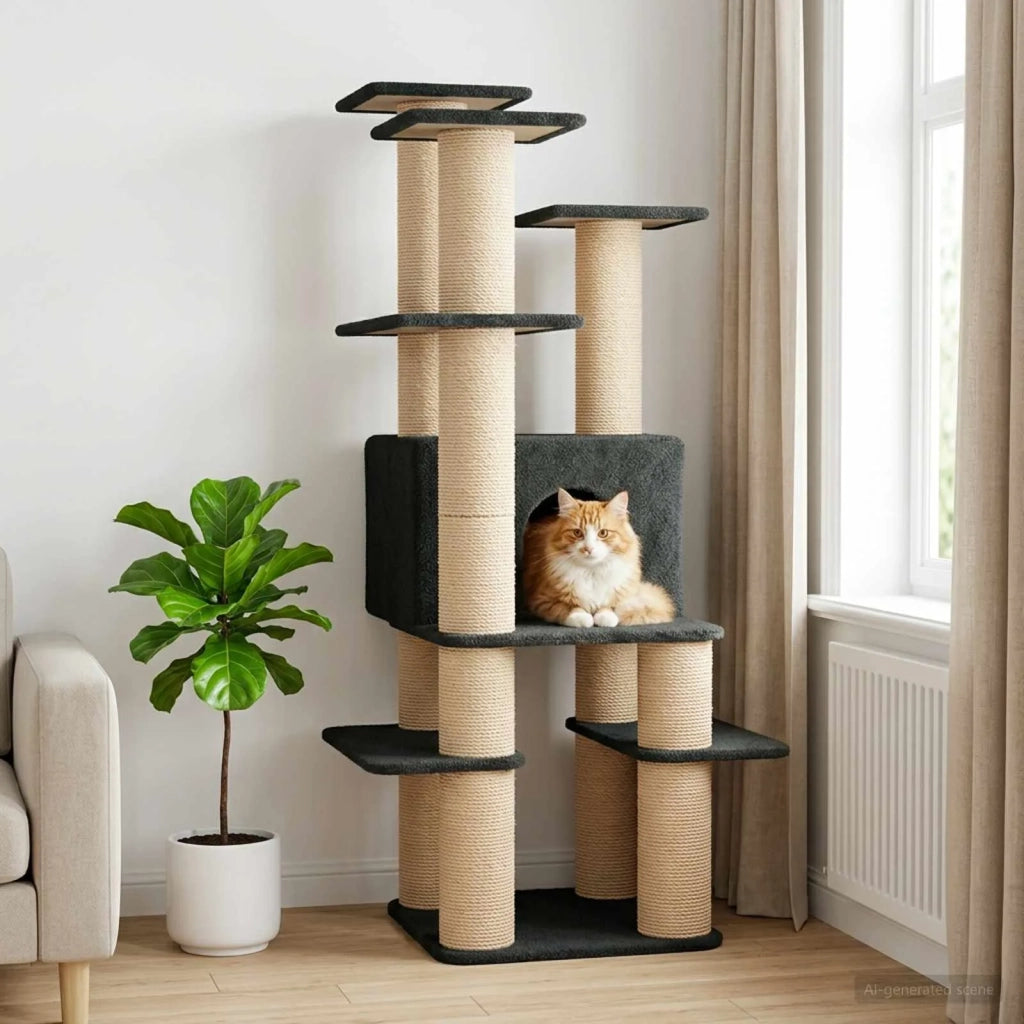 Albero per gatti con pali per graffiare in sisal Grigio Scuro 42033050