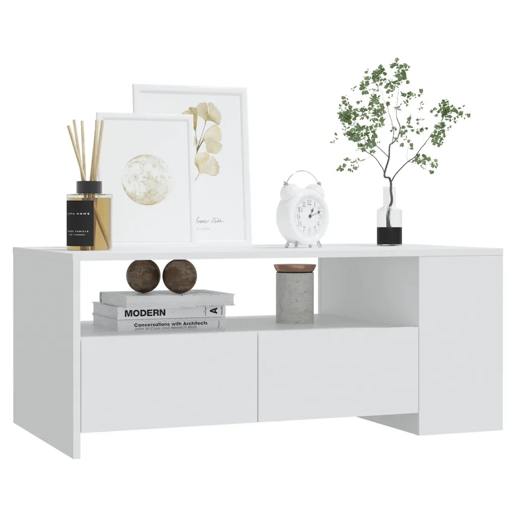 Tavolino da Salotto-Tavolino da soggiorno-Tavolo Bianco 102x55x42 cm in Legno Multistrato 739852
