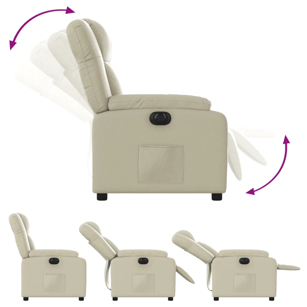 Divano Sedia-Poltrona Reclinabile Elettrica Crema in Similpelle 770189