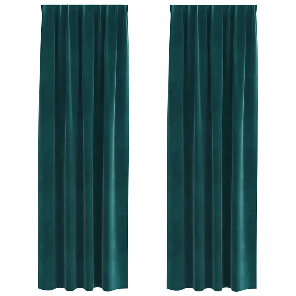 Tende oscuranti 2 pcs Verde Scuro 140 x 245 cm Velluto 4107216