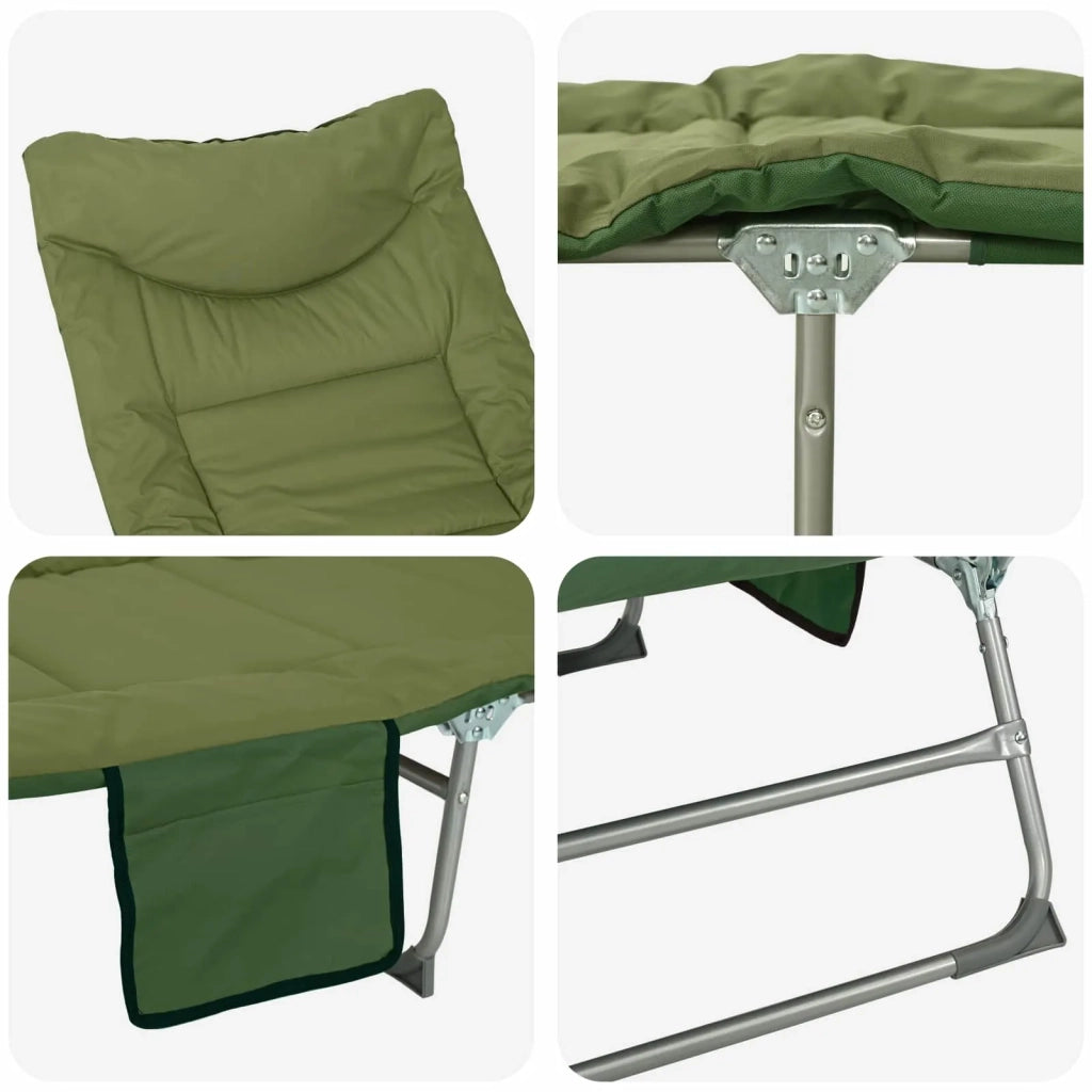 Lettino prendisole pieghevole con cuscino Verde Scuro 42032382