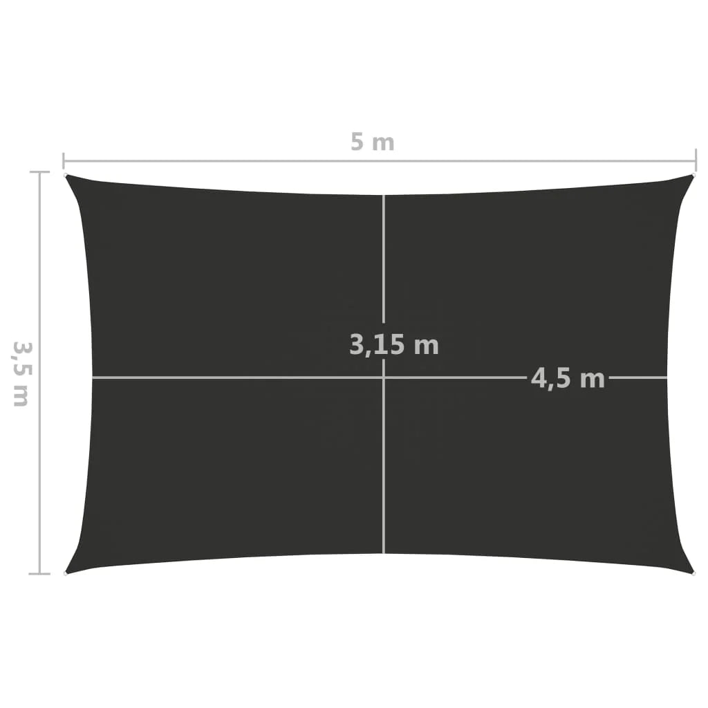Vela ombreggiante/ombrellone rettangolare 3,5 x 5 m in tessuto Oxford antracite 02_0009651