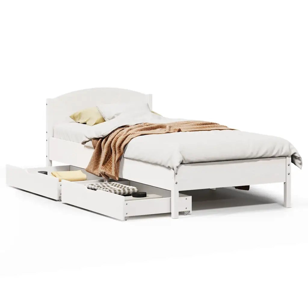 Letto senza Materasso Bianco 75x190 in Legno Massello di Pino 3301852