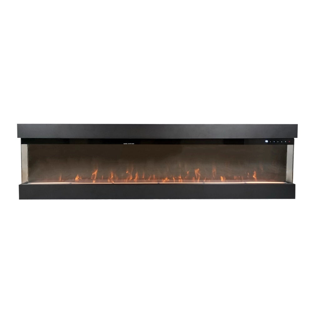 Tempo Style - Camino elettrico a parete e da incasso VELAR | Stufa ventilata da 750W/1500W a basso consumo (Nero, 182cm)