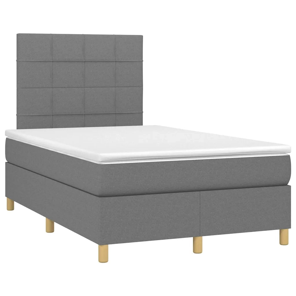 Letto a Molle Materasso e LED Grigio Scuro 120x190cm in Tessuto 3270247