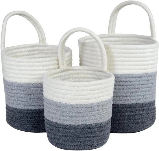 Set di 3 contenitori di tessuto per l'archiviazione di giocattoli per bambini - piante - giocattoli - articoli da bagno - cucina