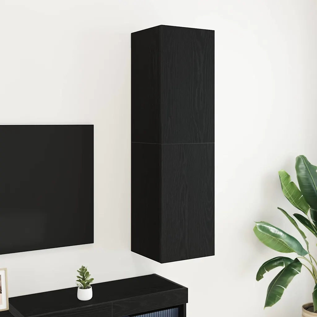 Mobile TV da parete-Mobile TV a Muro-Credenza TV Rovere Nero 30,5 x 30 x 110 cm