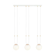 Lampada a sospensione GLAM in acciaio bianco opale e dettagli oro