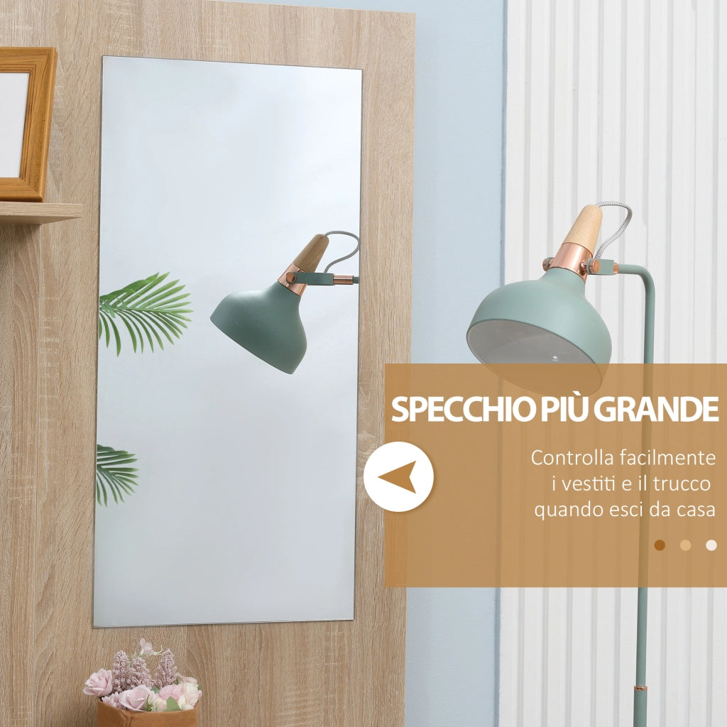 Mobile Ingresso con Specchio e Ganci ¨C zephmum ¨C Bianco Truciolato 145x29x184 cm