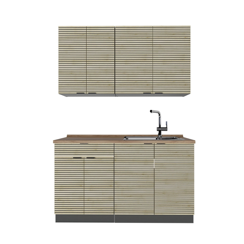 Cucina completa Fame-Line Pannello in quercia/Antracite 140 cm, PL Rovere Vicco