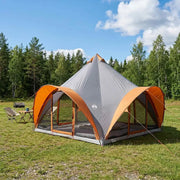 Tenda Tipi Grigio e arancione 6 persone Poliestere e Acciaio 42028625