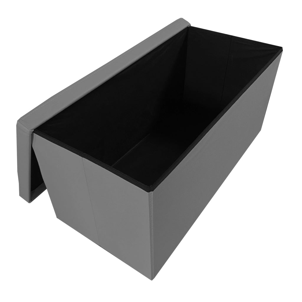 Puff Ottomano rettangolare pieghevole in similpelle 76x38x38 cm | Nyana Casa | Stile ottomano | Similpelle resistente | Nero, grigio e beige