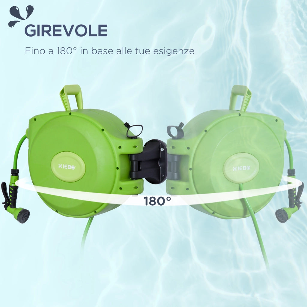 Avvolgitubo da Giardino Retrattile con Tubo 20 m ¨C Zephmum ¨C Verde Plastica