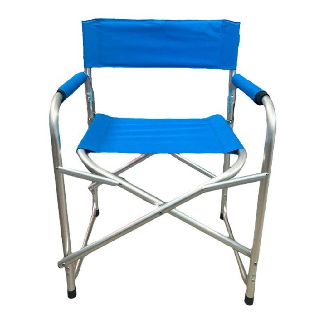 Trade Shop - Sedia Regista Blu In Alluminio Per Mare Pesca Spiaggia Giardino Pieghevole 490005 -
