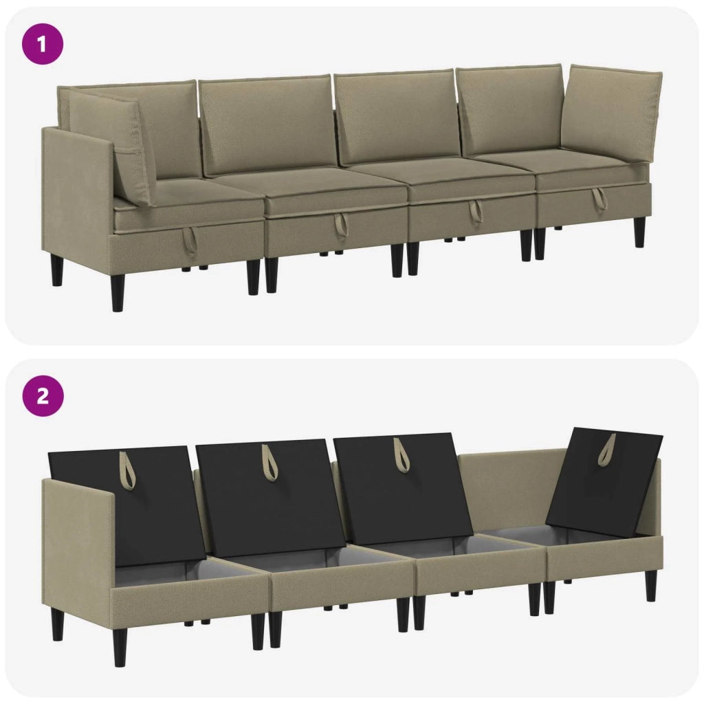 Set di mobili per il soggiorno 4 pcs Cachi Tessuto