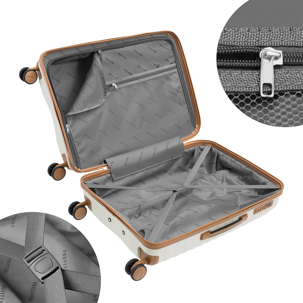 Set 4 Valigie Trolley Rigide con Beauty Case Resistente a Urti in Polipropilene Bianco Perla
