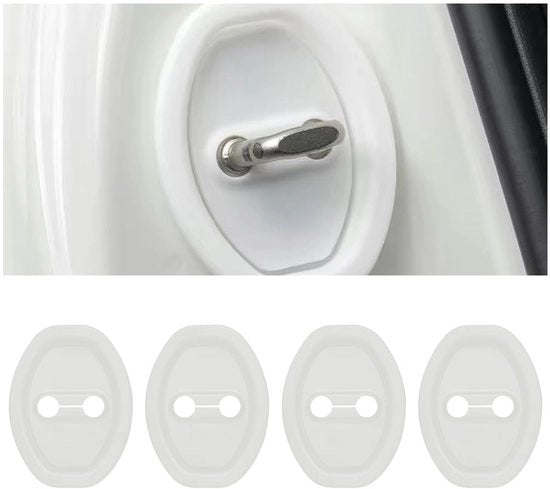 Protezioni Porta Universali - Silicone - 4 Pezzi - Nero/Bianco - Protezione Effettiva - Installazione Facile - Protezione Cerniera Porta