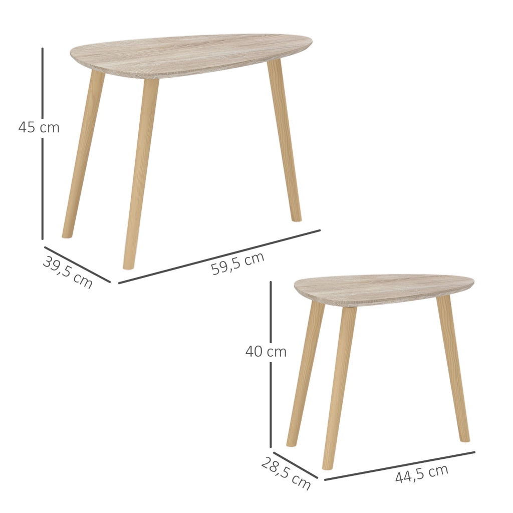 Set 2 tavolini da caff¨¨ impilabili ¨C Xylo ¨C legno naturale stile scandinavo