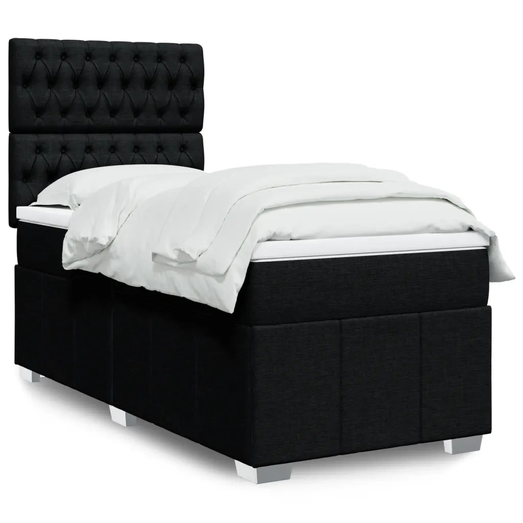 vidaXL Giroletto a Molle con Materasso Nero 90x190 cm in Tessuto