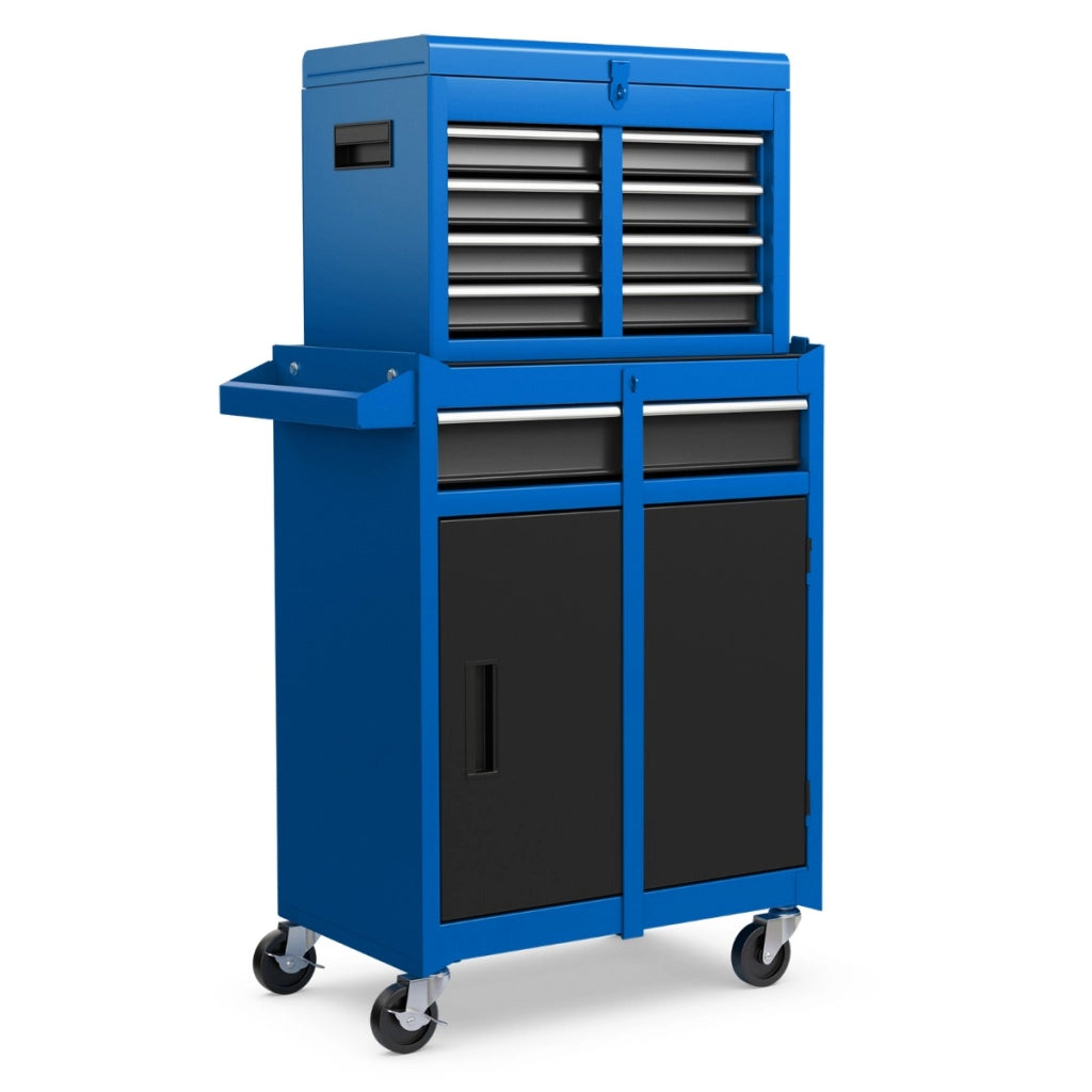 Cassettiera portautensili a 5 cassetti, Armadio portautensili con ruote bloccabili ripiano regolabile Blu-Deposito utensili Tool