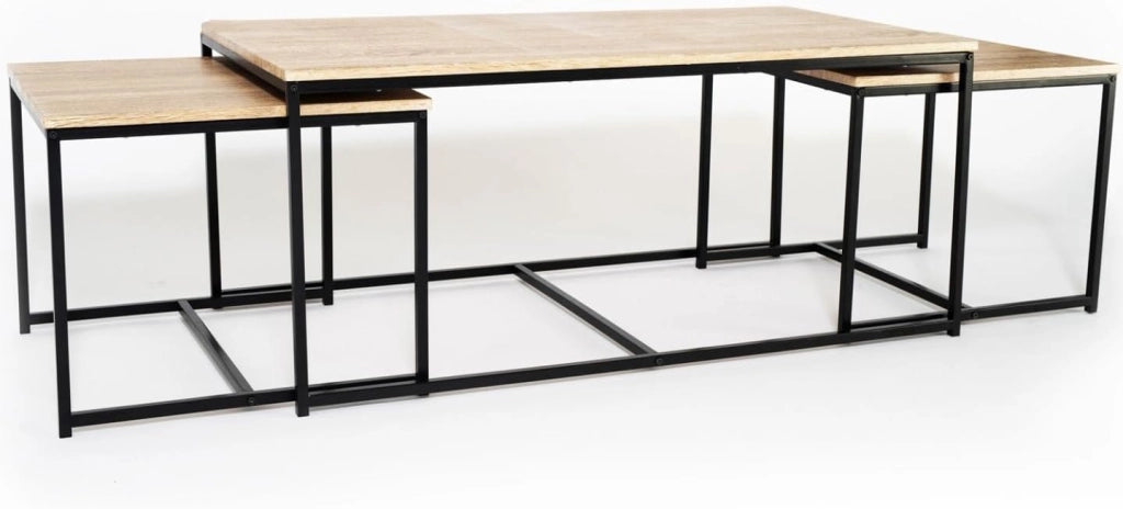 Set di 3 tavolini bassi 113 cm con design industriale DETROIT