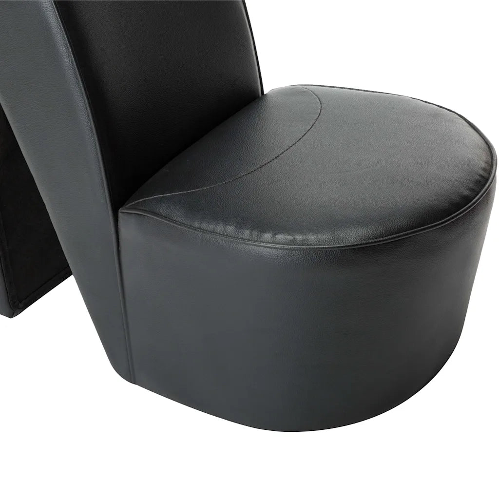 Poltrona | Sedia Relax a Forma di Scarpa con Tacco in Similpelle Nera