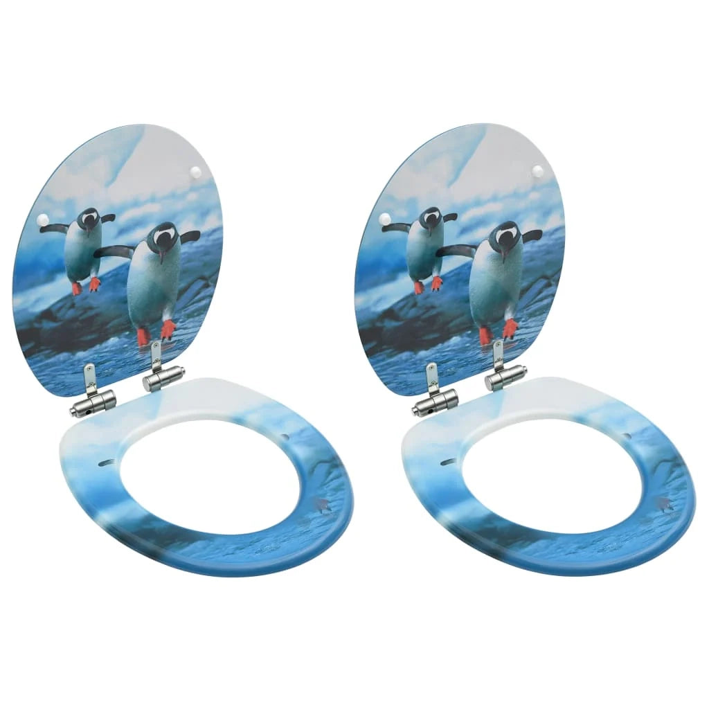 Set di due sedili per WC con coperchio a chiusura ammortizzata design pinguino in MDF 02_0002983