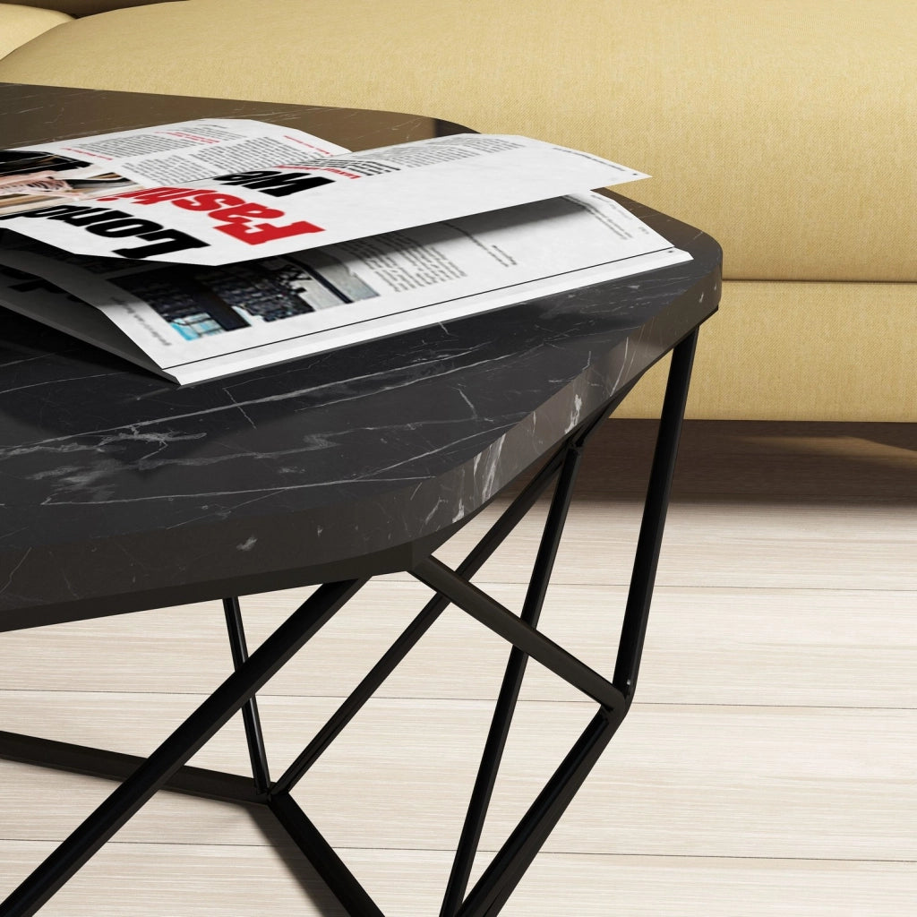 Coazzolo, Tavolino da Salotto Forma Ottagonale, 90x90x38h cm Nero
