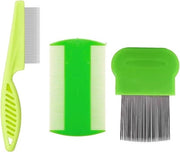Spazzola per Pulci a 3 Pezzi Spazzola a Denti di Metallo a Denti di Plastica a Doppia Faccia Spazzola per Angoli