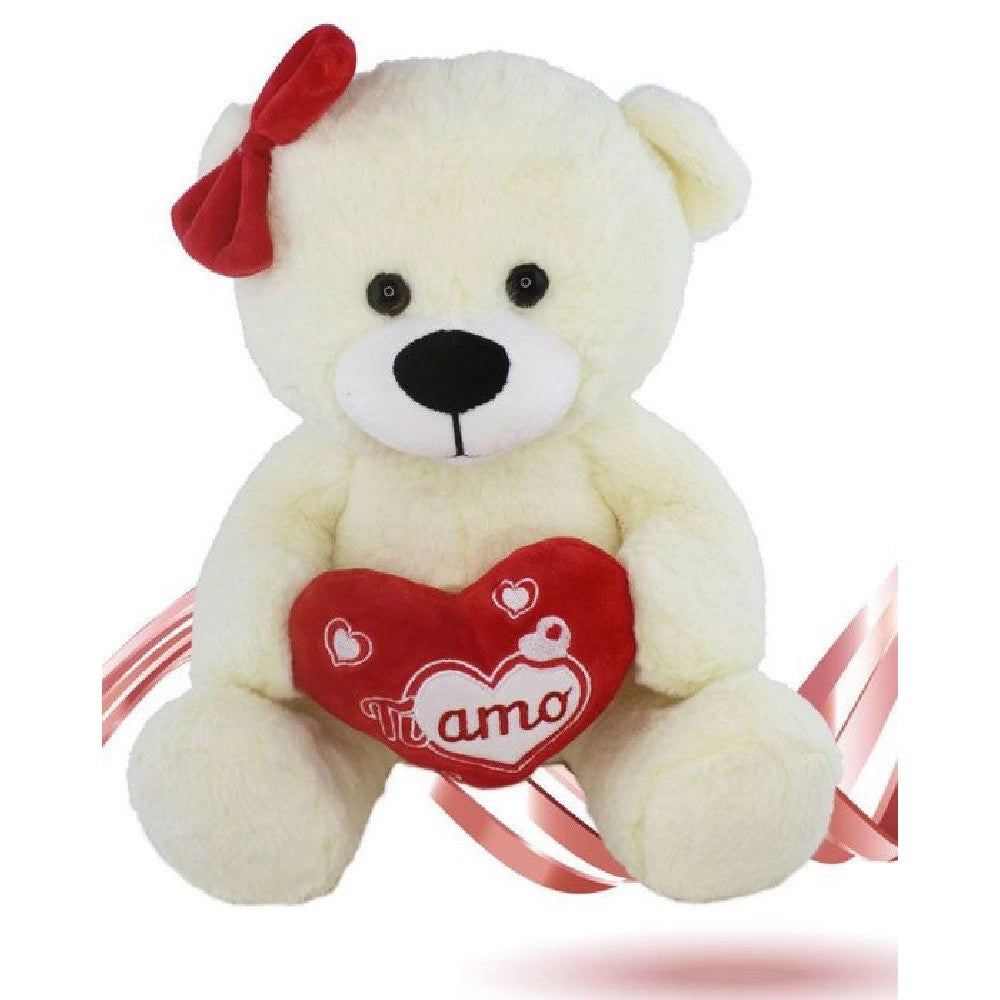 Trade Shop - Orsa Orsetto Peluche Con Fiocco E Cuore Scritta Ti Amo 30 Cm San Valentino 92621 -