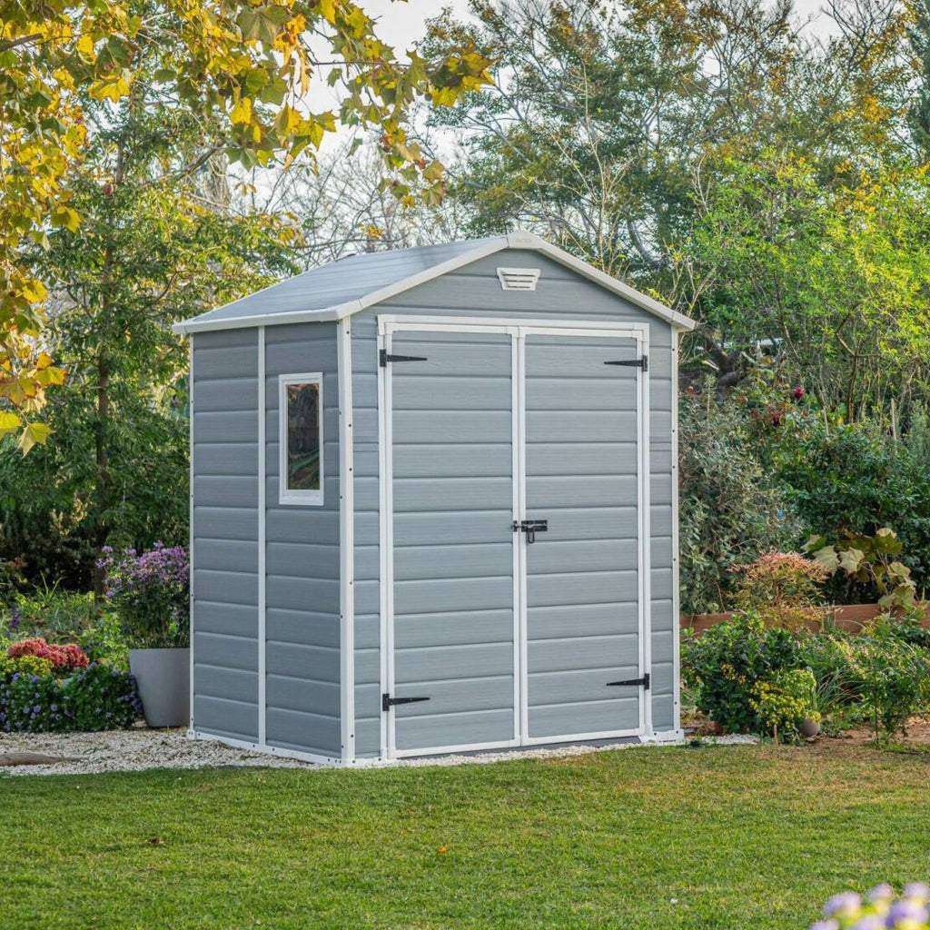 Casetta da giardino Cranbrook, Capanno da esterno, Rimessa da giardino, Ripostiglio per attrezzi, 185x152 h226 cm, Grigio