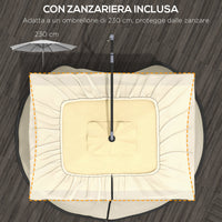 Zanzariera per Ombrellone 3x2,3 m Regolabile a Rete Fitta con Apertura a Cerniera Beige