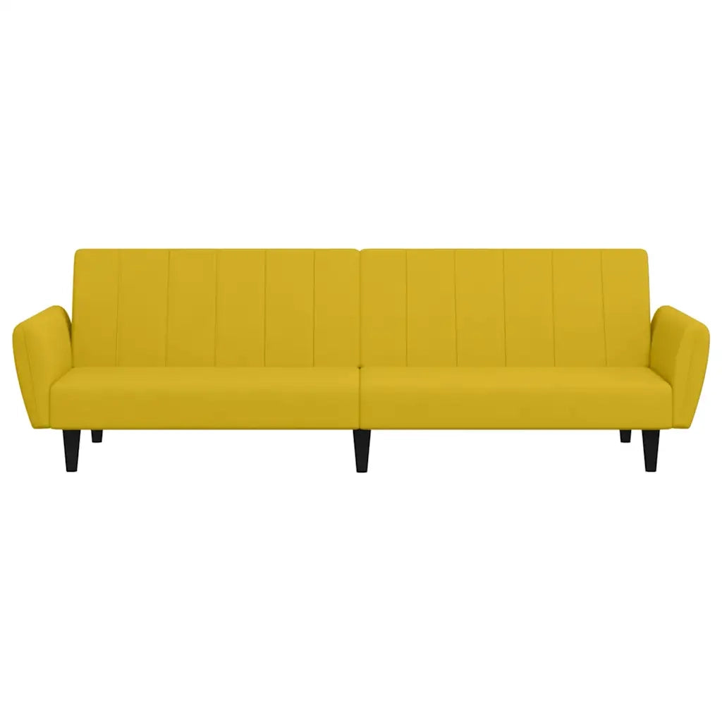 Divano Letto a 2 Posti Giallo in Velluto 375864