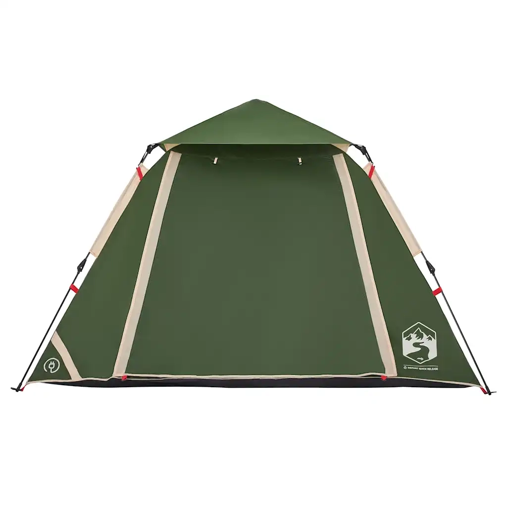 Tenda a Cupola da Campeggio 4 Persone Verde a Rilascio Rapido 4004143