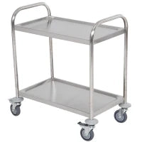 Carrello Cucina 2 Ripiani, Carrello con Ruote Portatutto, Carrello Portavivande in Acciaio Inox, 80x45x82cm, Argento