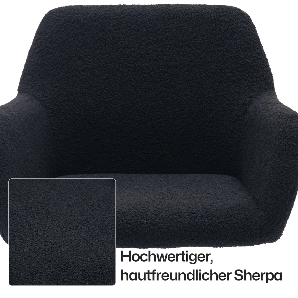 Sedia Home Office girevole e regolabile in altezza con rivestimento Sherpa nero
