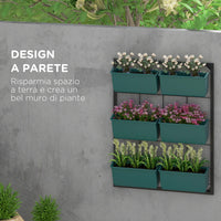 Orto Verticale da Parete a 3 Livelli 52x14x66 cm con 6 Vasi in Acciaio e Plastica Verde
