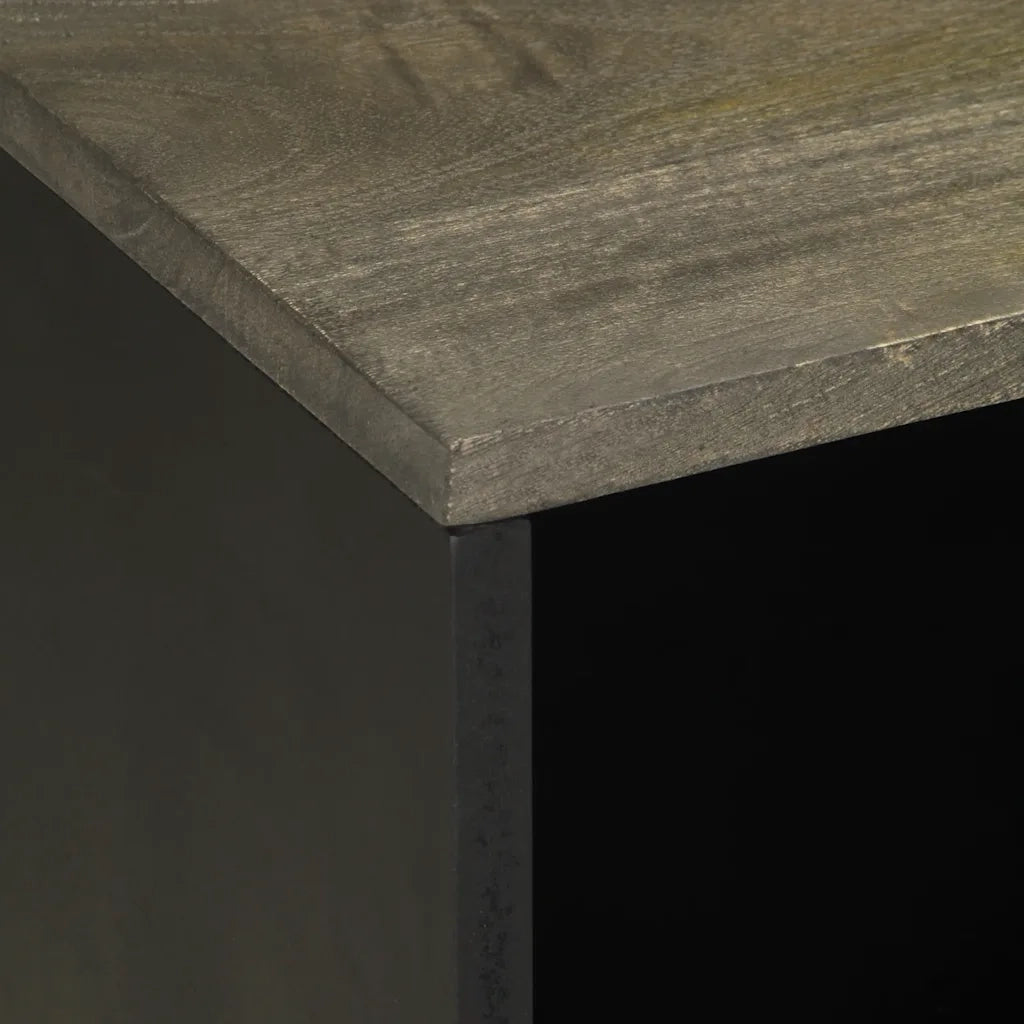 Mobile Porta TV Nero 80x33x46 cm in Legno Massello di Mango