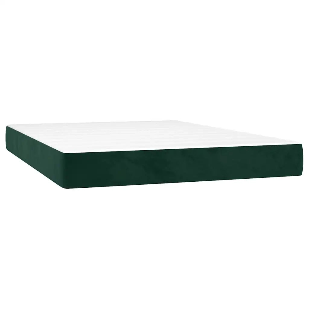 Giroletto a Molle con Materasso Verde Scuro 140x200 cm Velluto 3141188