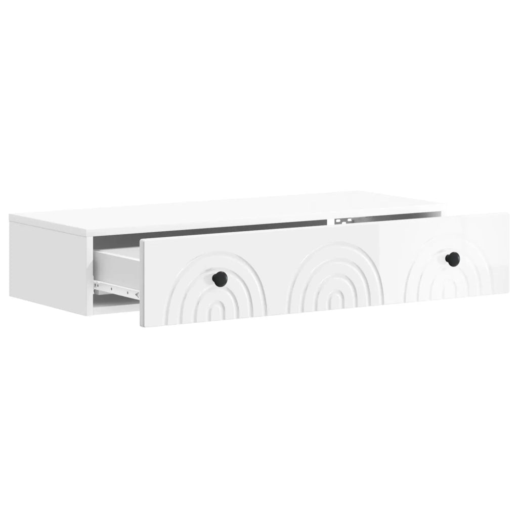 Tavolino da Parete Laterale Bianco Lucido 87,5 x 34,5 x 17 cm 898159