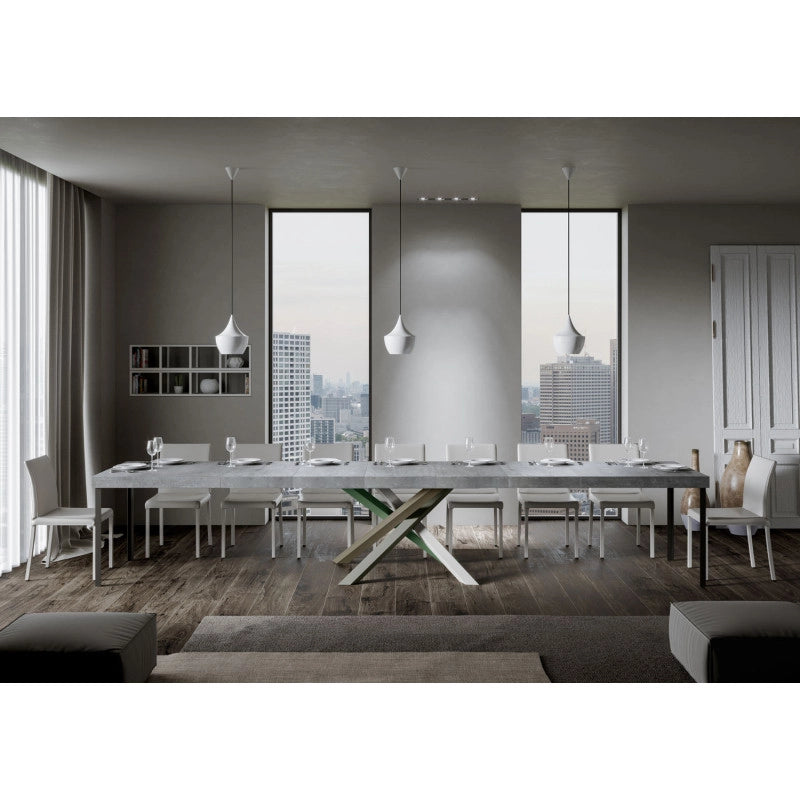 Tavolo allungabile 120/380x90 cm Volantis Premium telaio Multicolore 4/A - Cemento