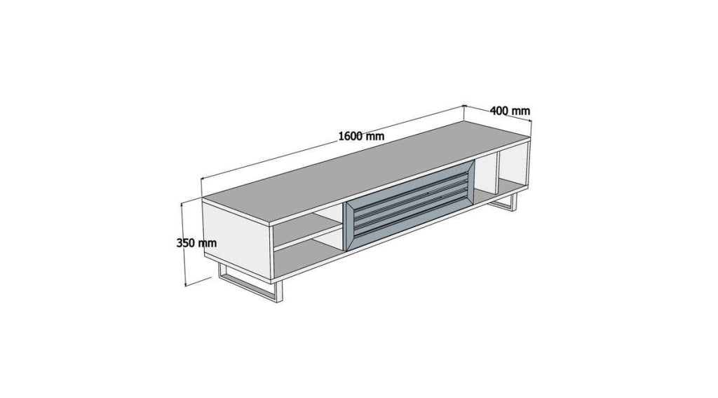 Porta TV in legno "Eray" - 160 x 40 x 35 cm - Noce, Antracite